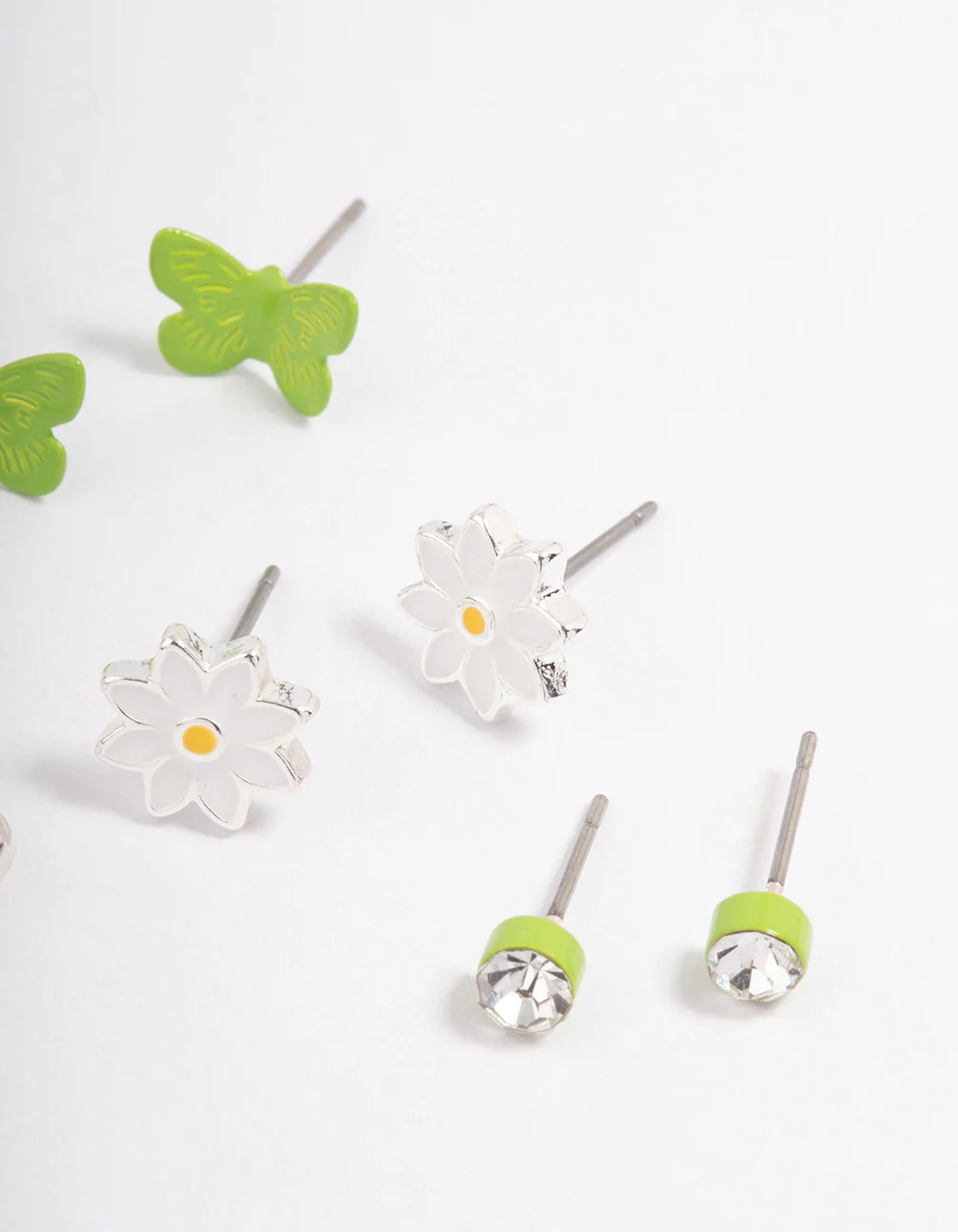 Silver Lime Diamante & Charm Earrings 4-Pack - Image 3
