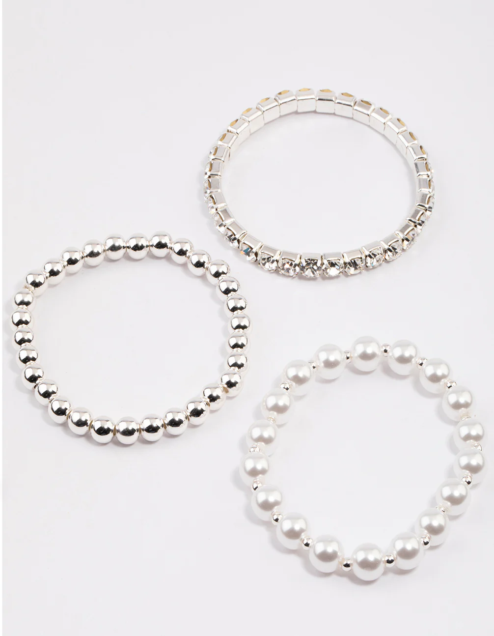 Silver Pearl & Diamante Strap Bracelet Pack - Image 2