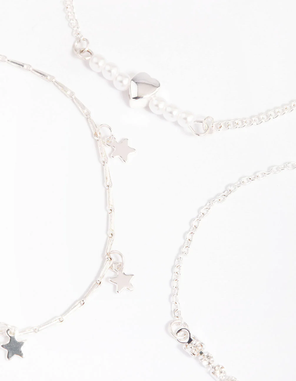 Silver Star & Heart Dainty Chain Bracelet Pack - Image 2
