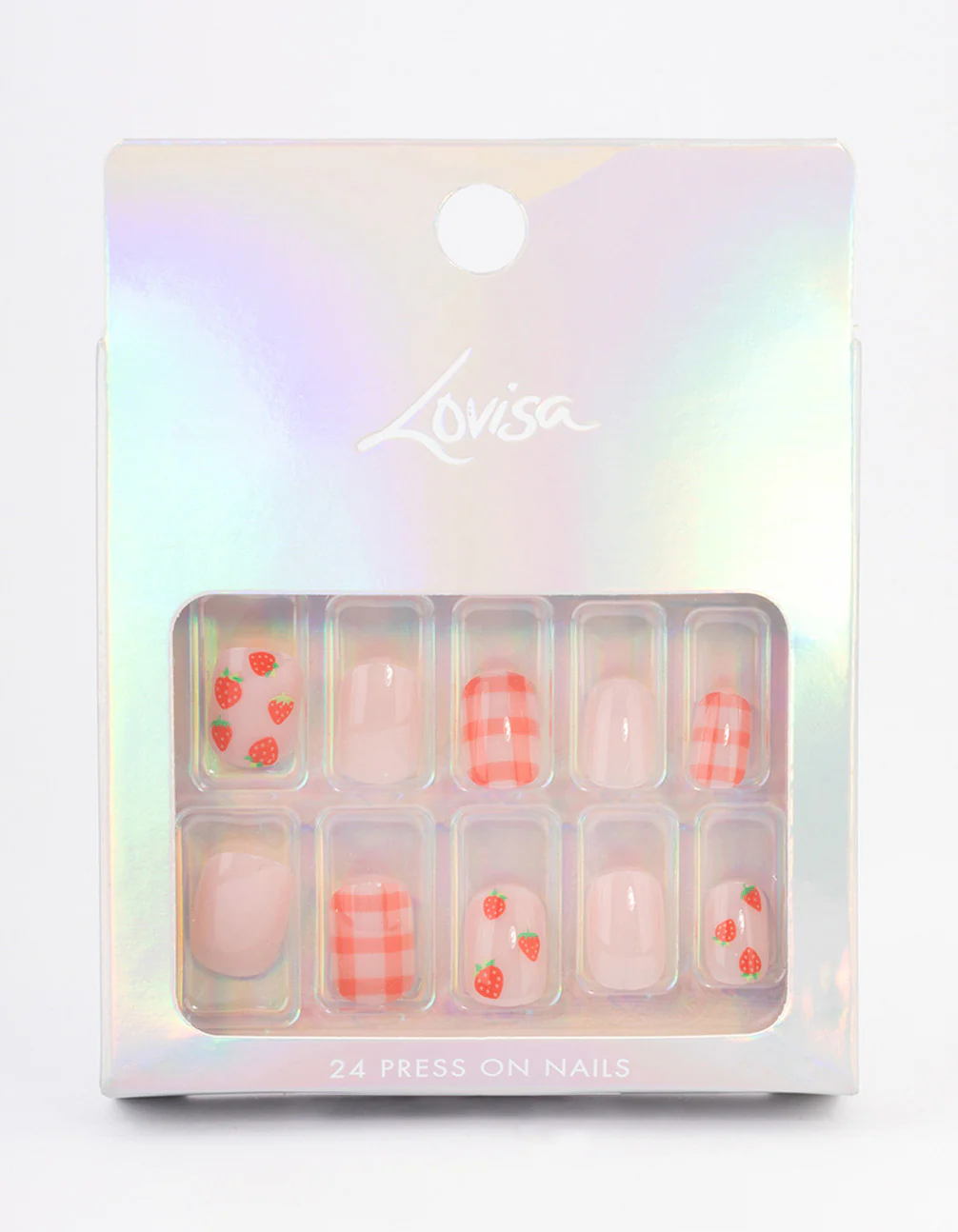 Tweens Strawberry & Checkered Press On Nails - Image 3