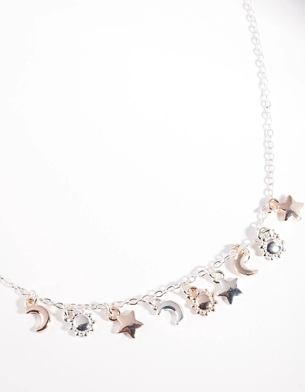 Mixed Metal Star Moon Sun Necklace - Image 3