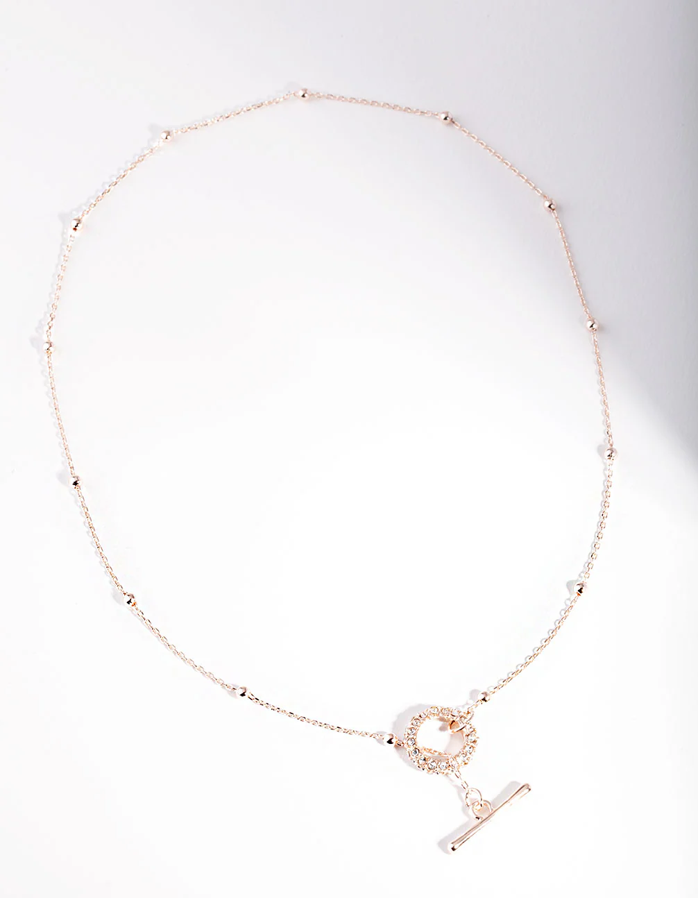 Rose Gold Ball Chain Bar Necklace - Image 2