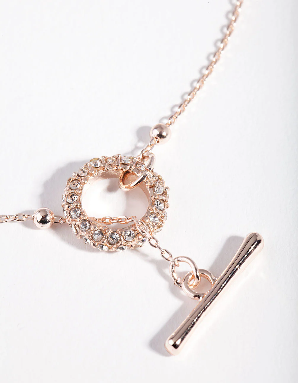 Rose Gold Ball Chain Bar Necklace - Image 3