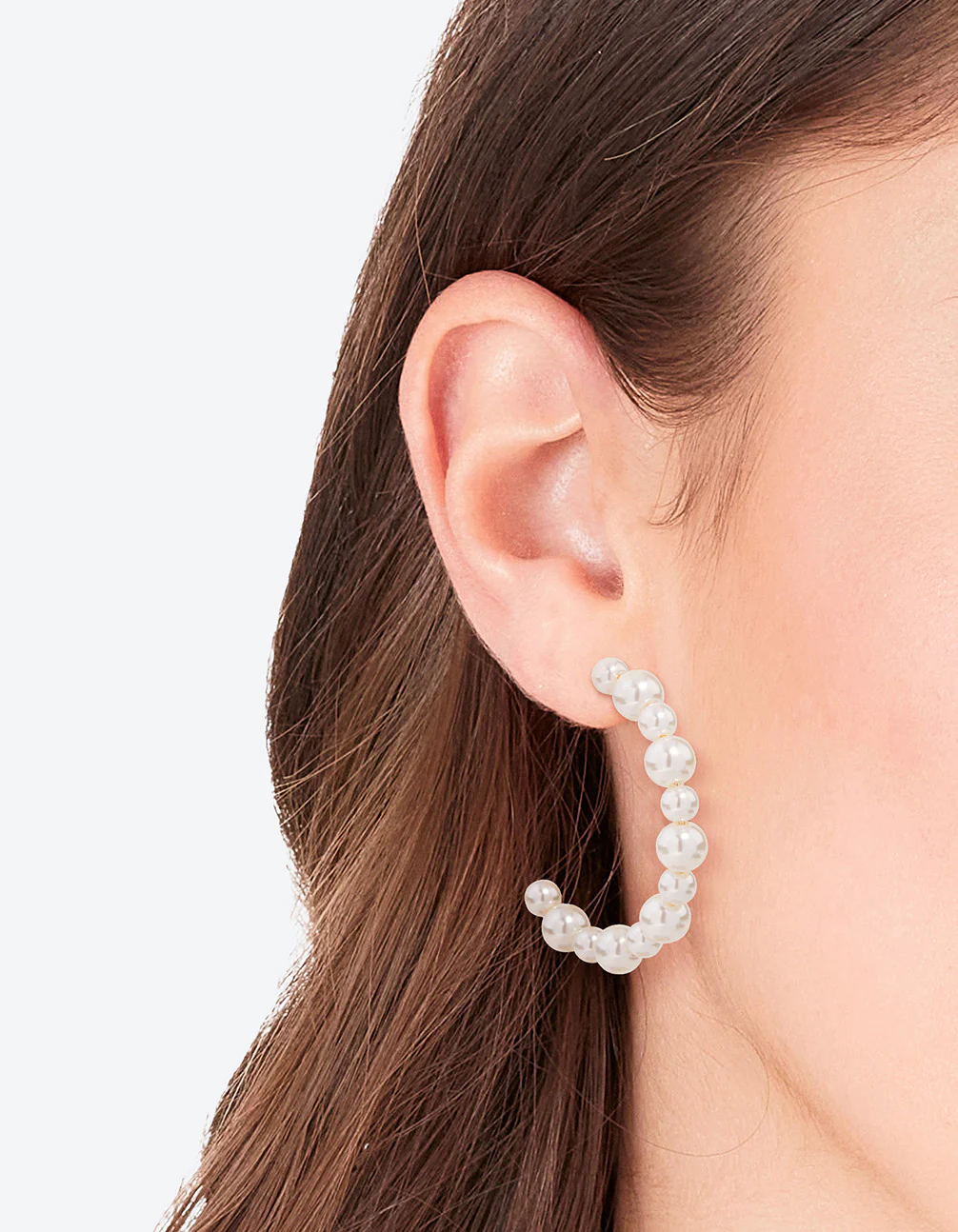 Beaded Pearl Hoop Earrings - Image 2