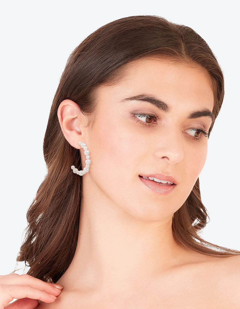 Beaded Pearl Hoop Earrings - Image 3