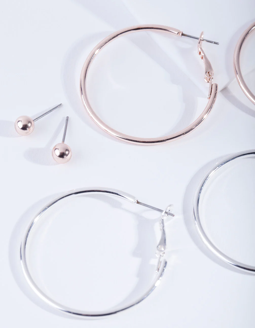 Mixed Metal Stud Hoop Earring 4-Pack - Image 2