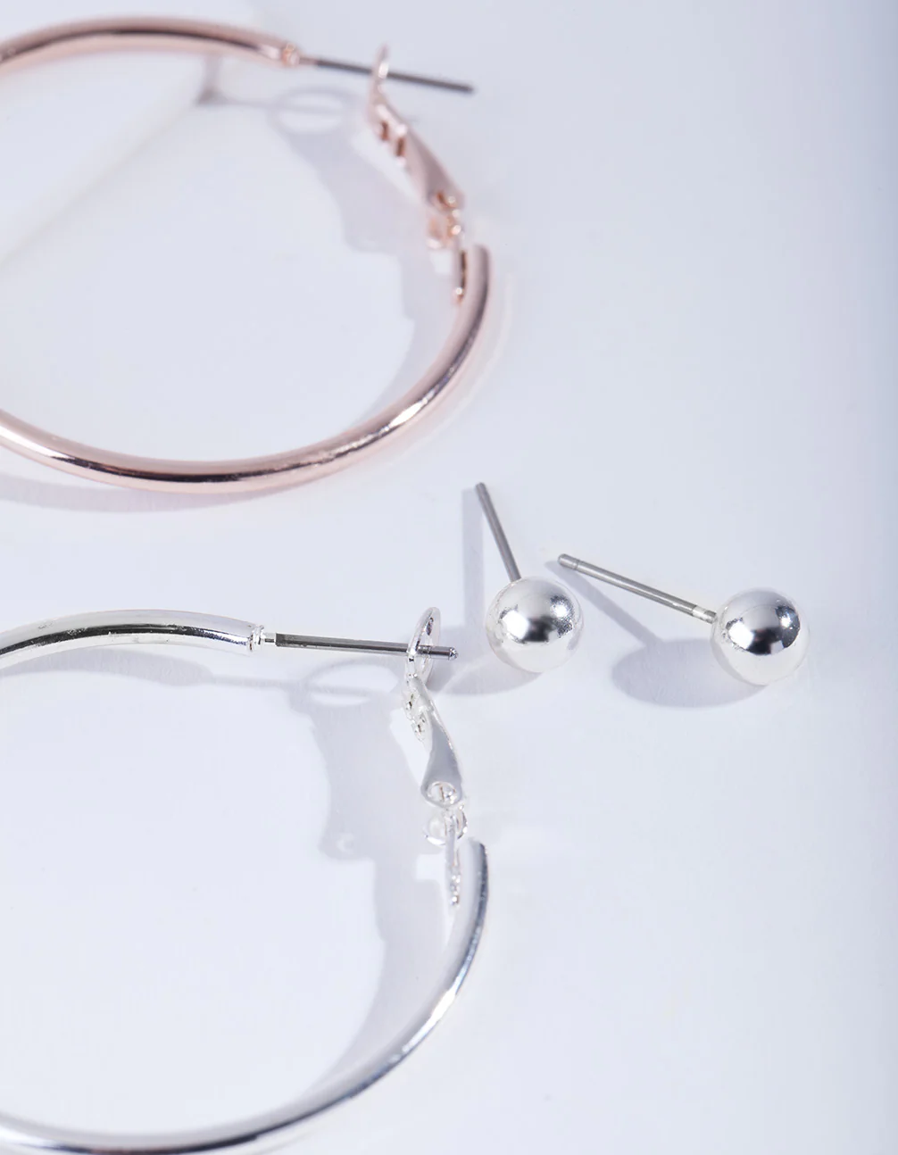 Mixed Metal Stud Hoop Earring 4-Pack - Image 3