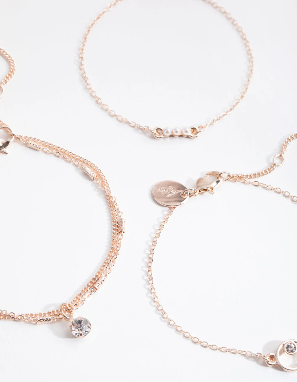 Rose Gold Diamante & Faux Pearl 4-Pack Bracelet - Image 2