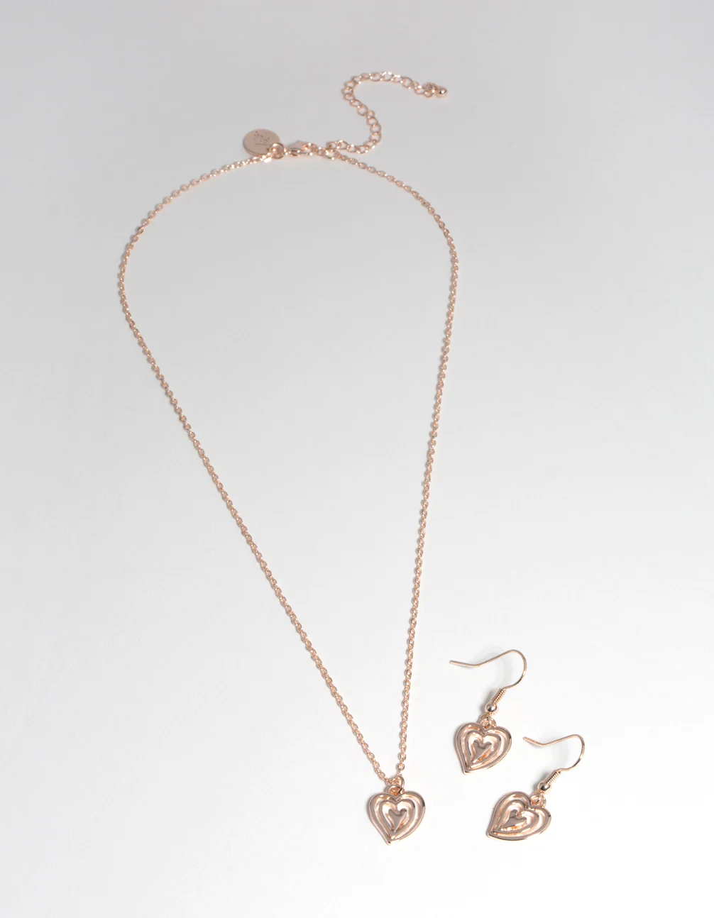 Rose Gold Heart Earring & Necklace Set - Image 2