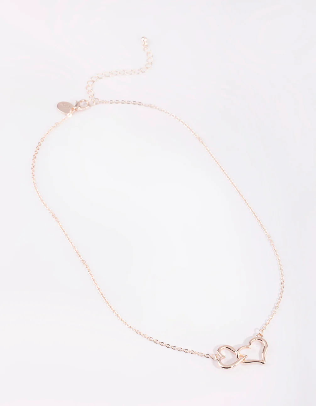 Rose Gold Interlocked Hearts Necklace - Image 2