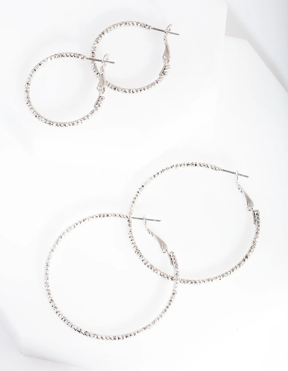 Silver Textured Hoop Earring Pack
