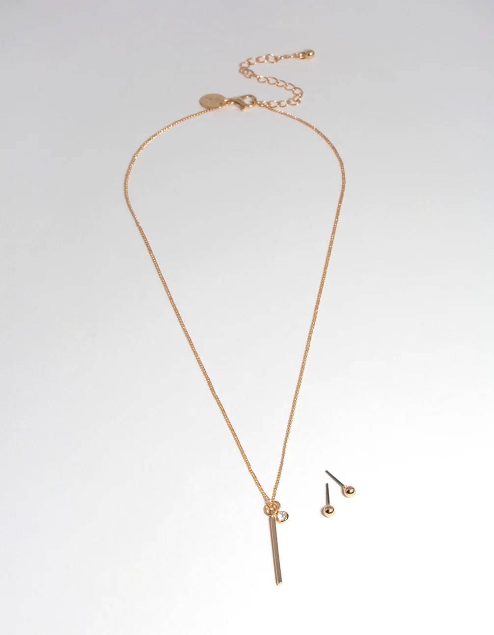 Gold Bar Earring & Necklace Set - Image 2