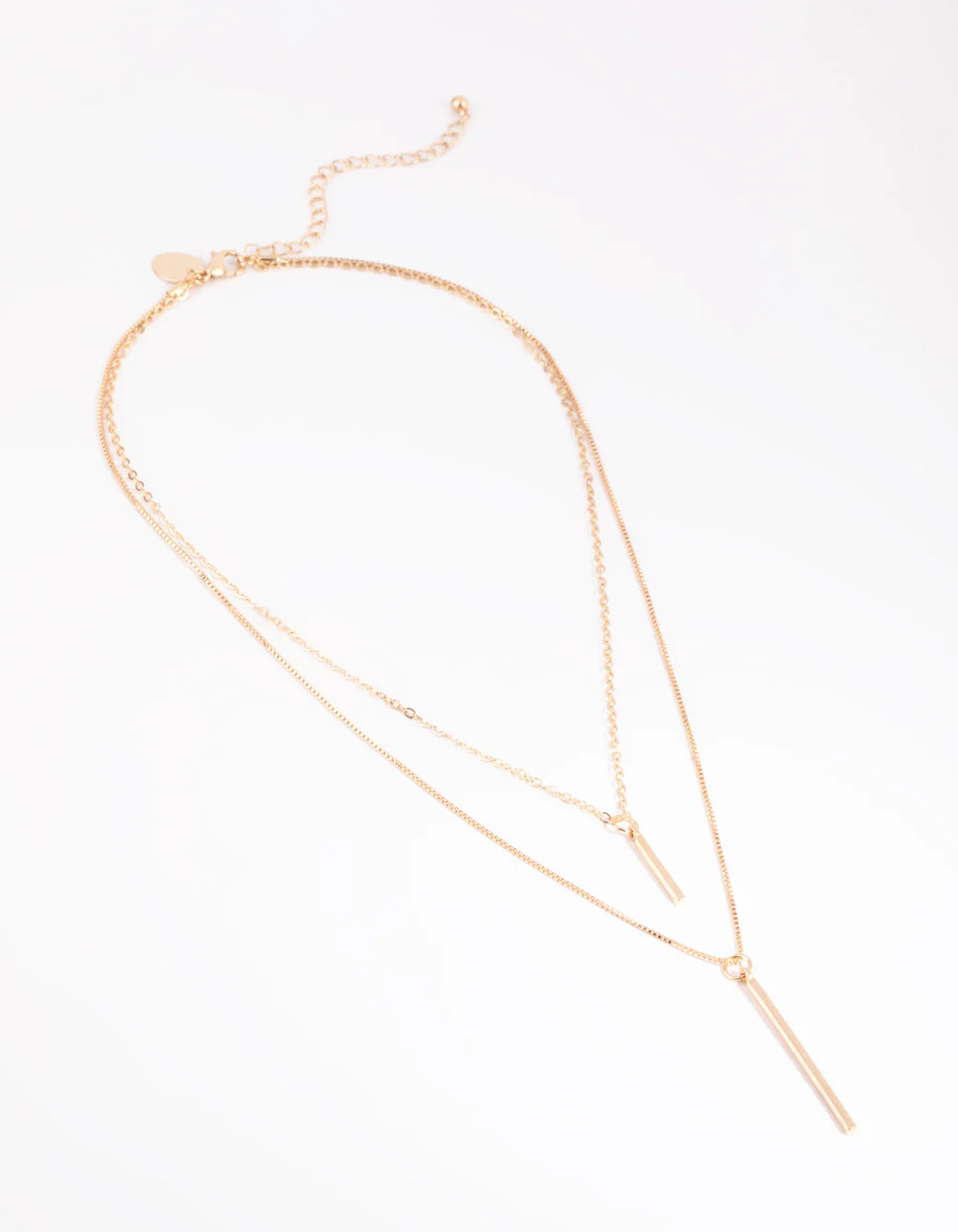 Gold Double Drop Bar Necklace - Image 2