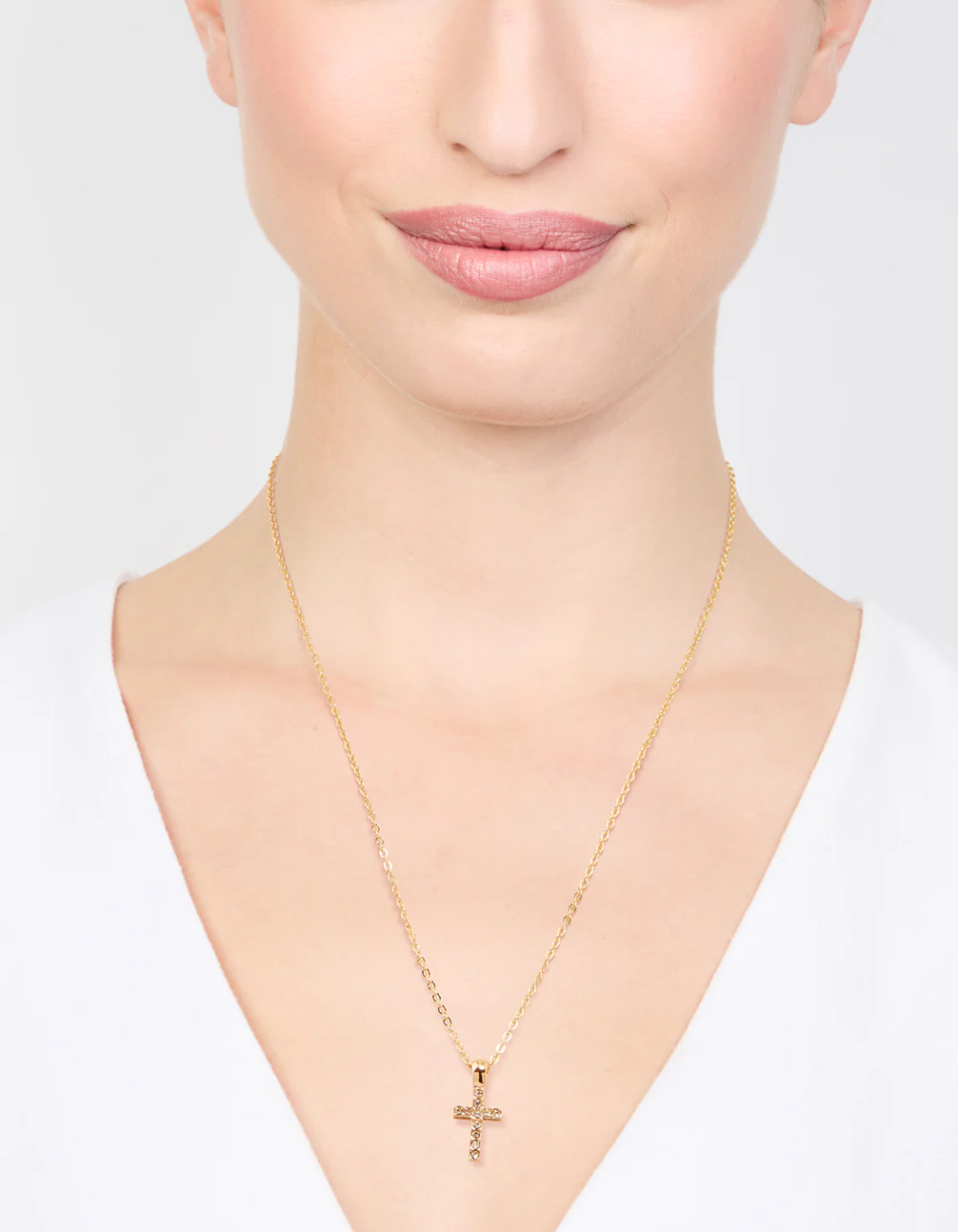 Gold Diamante Cross Necklace - Image 2