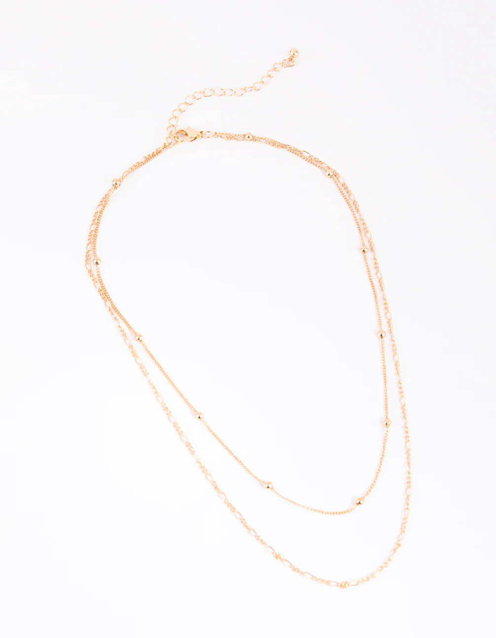 Gold Fine & Figaro Layered Necklace - Image 2