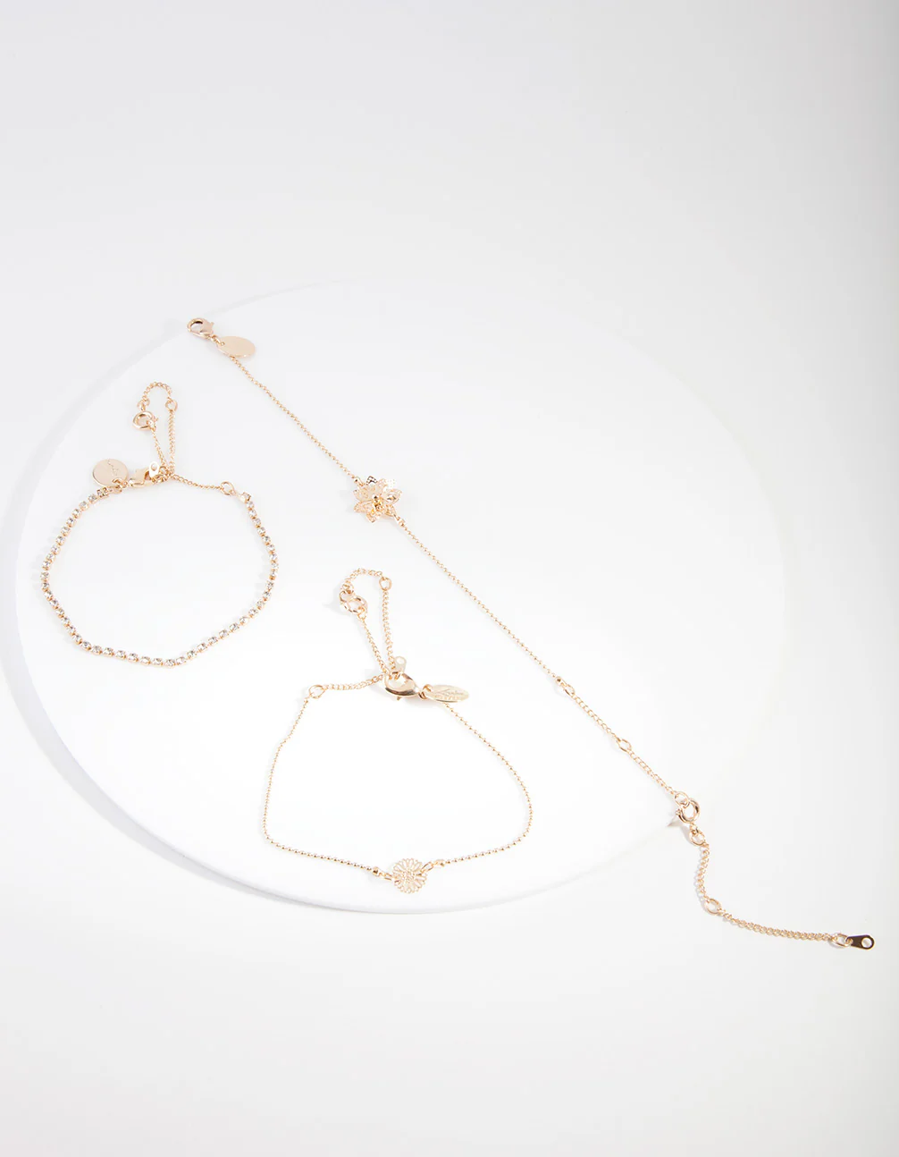 Gold Flower Friendship Anklet Bracelet 4-Pack - Image 2