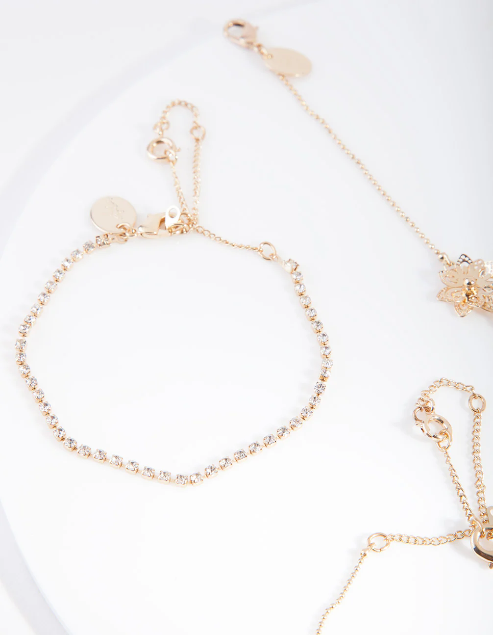 Gold Flower Friendship Anklet Bracelet 4-Pack - Image 3
