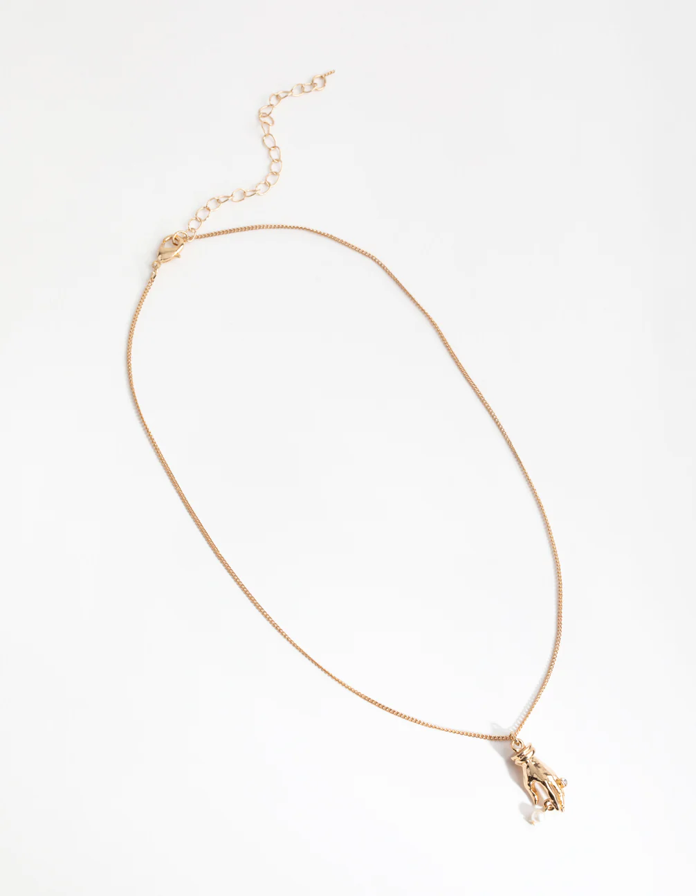 Gold Faux Pearl Hand Necklace - Image 2
