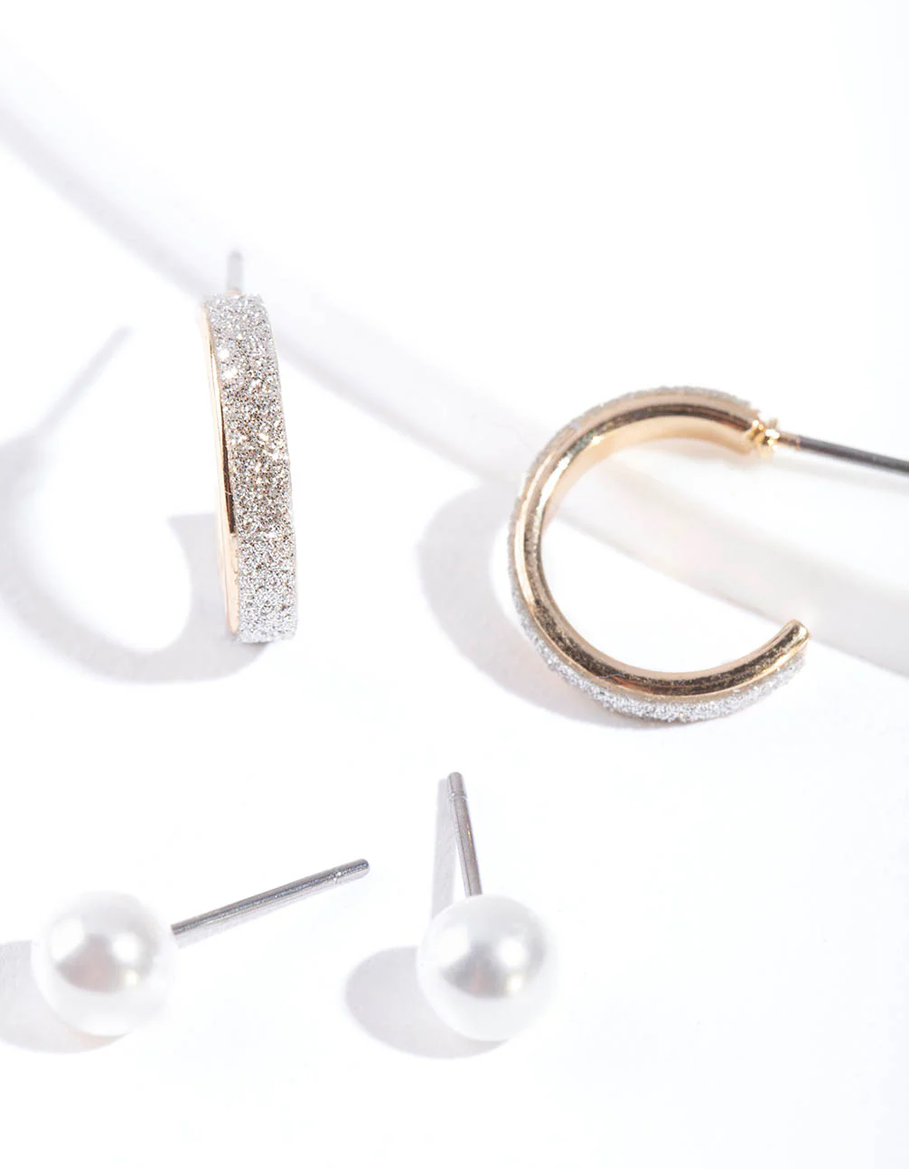 Gold Glitter Pearl Earring Pack - Image 2