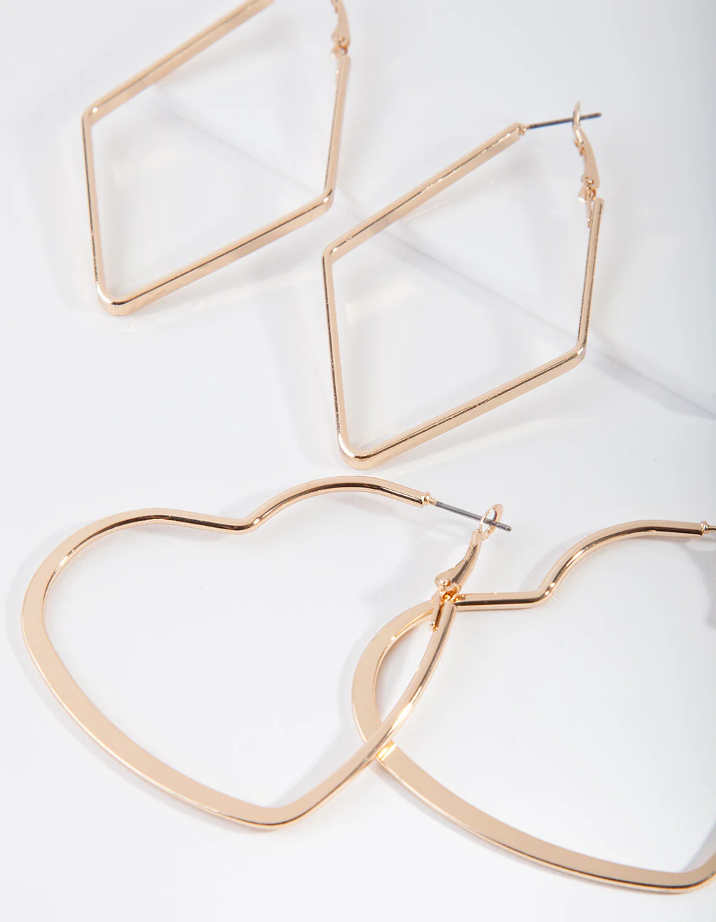 Gold Heart & Diamond Hoop Earring Pack - Image 2
