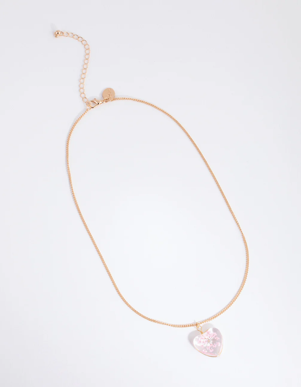 Pink Cluster Flower Heart Bead Necklace - Image 2