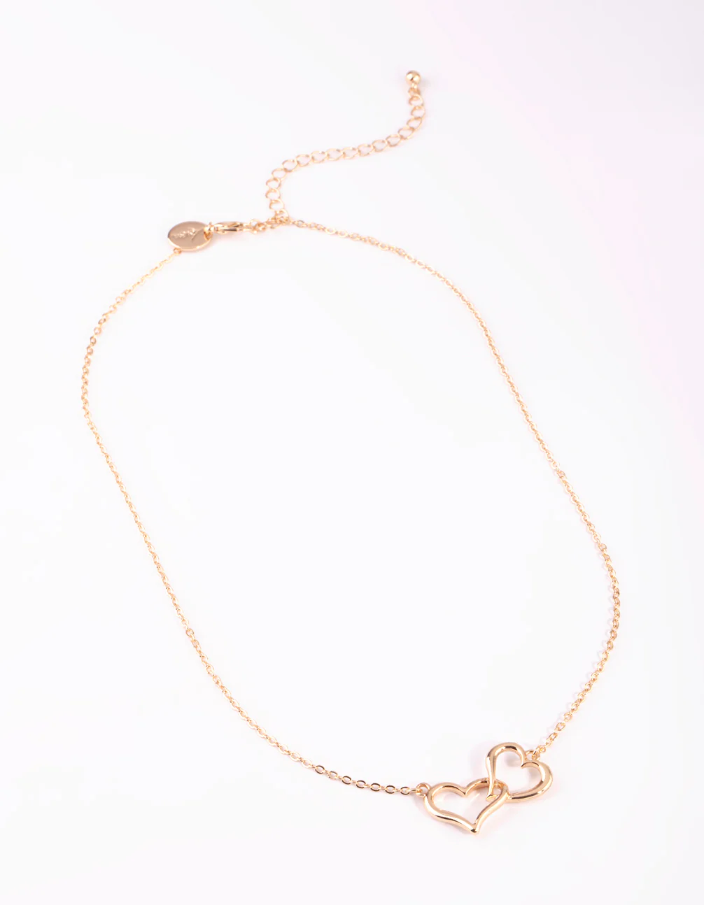 Gold Interlocked Hearts Necklace - Image 4