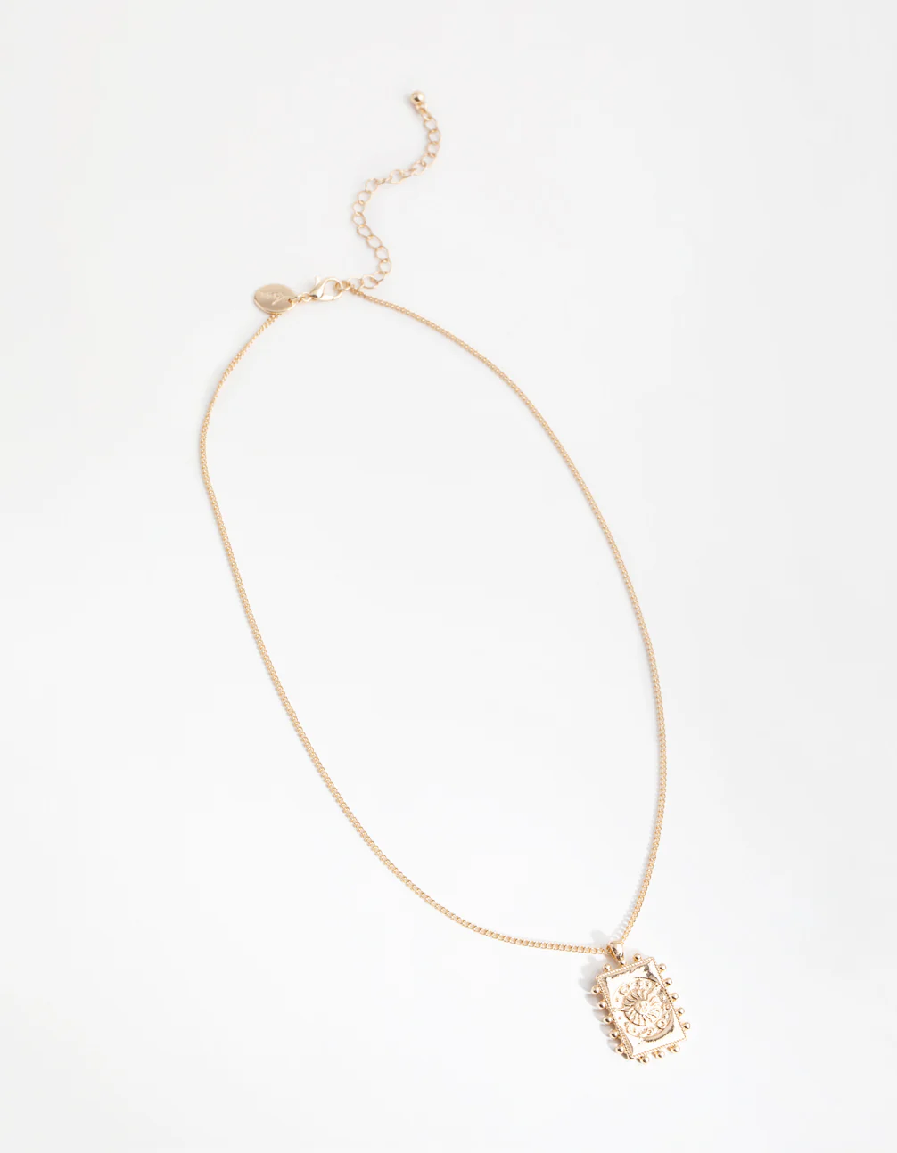 Gold Sun Rectangle Pendant Necklace - Image 2
