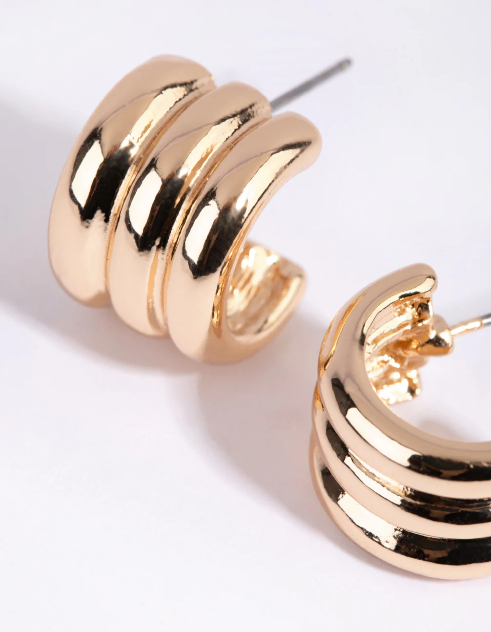 Gold Tube Huggie Earrings - Image 2