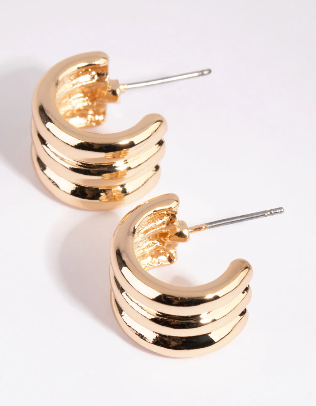 Gold Tube Huggie Earrings - Image 3