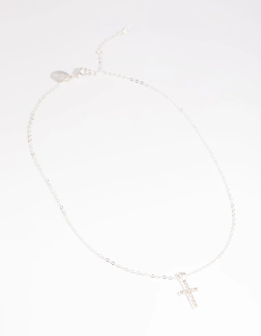 Silver Diamante Cross Necklace - Image 4