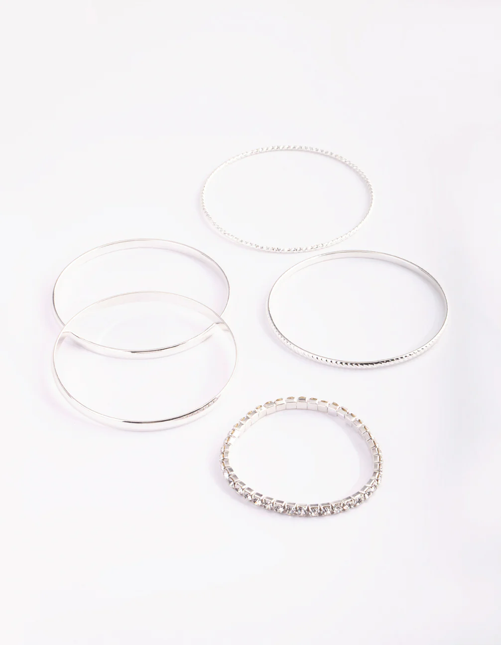 Silver Diamante Bangle 5-Pack - Image 2