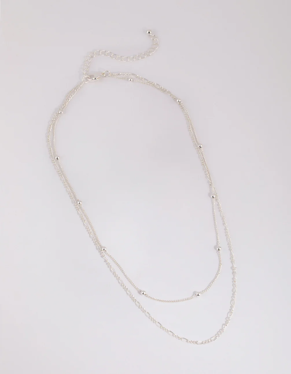 Silver Figaro Layered Necklace - Image 2
