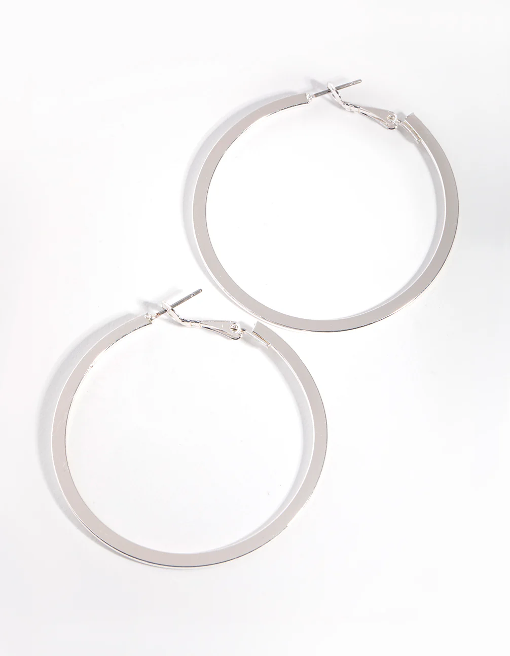 Silver Flat Hoop Earrings - Image 2