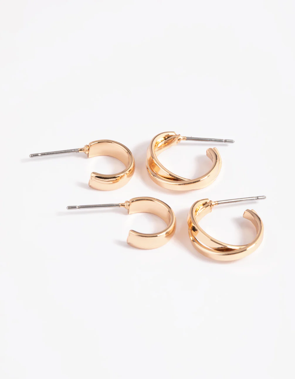 Mixed Metal Cross Over Hoop Earring Pack - Image 2