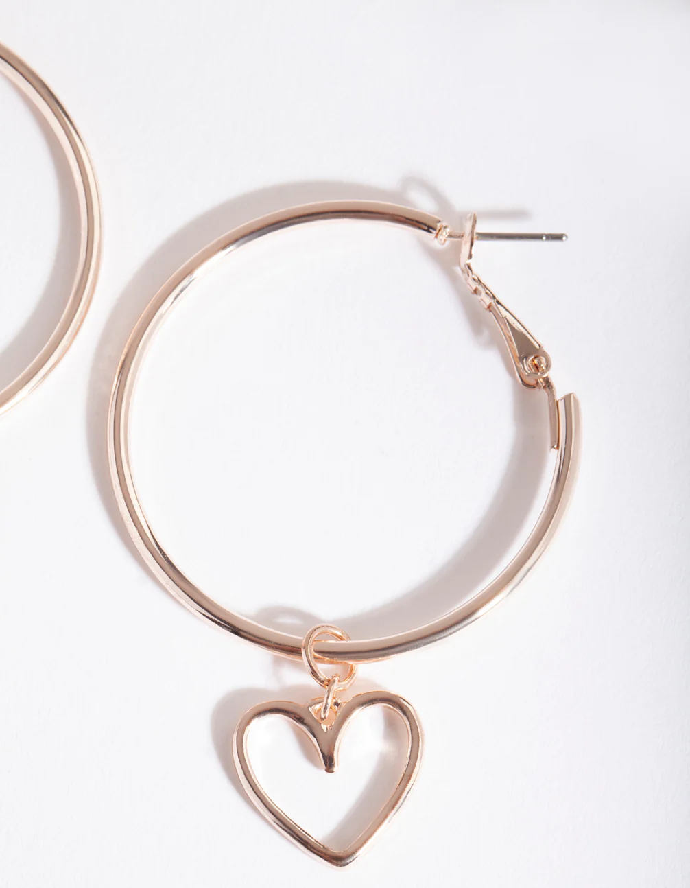 Rose Gold Cut Out Heart Hoop Earrings - Image 2
