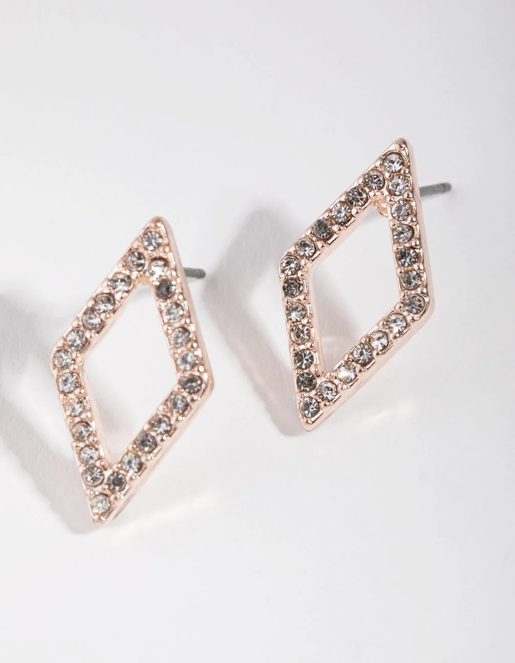 Rose Gold Diamante Shape Stud Earrings - Image 2