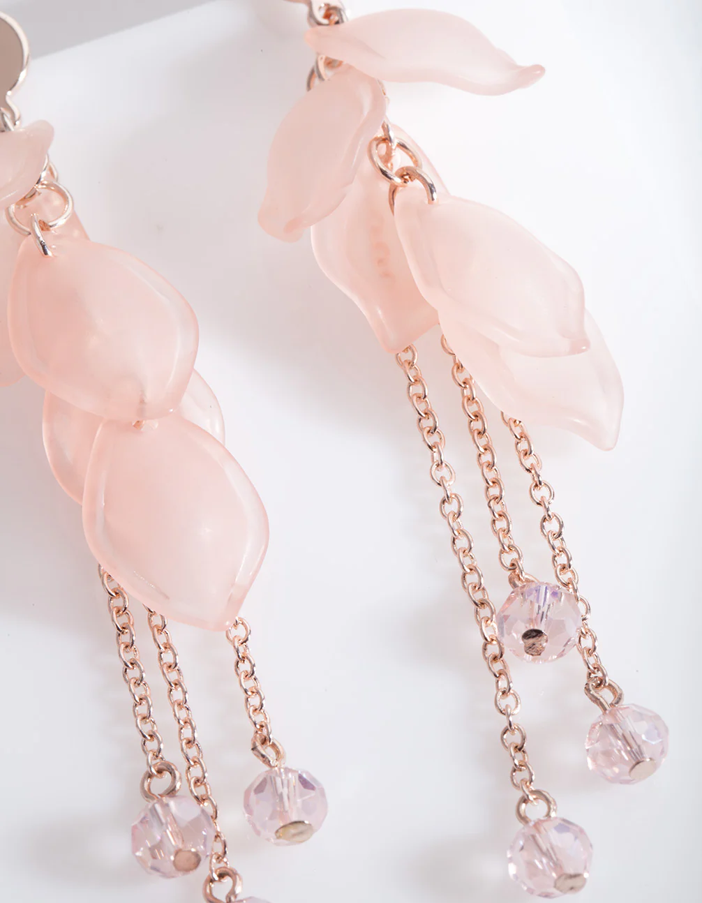Pink Petal Chain Drop Earrings - Image 2