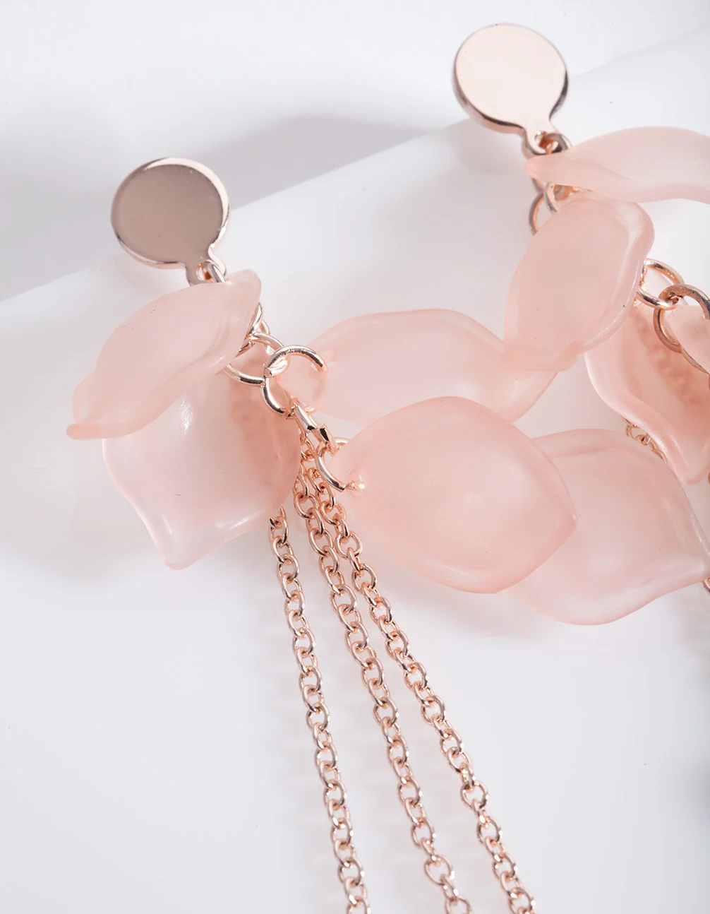 Pink Petal Chain Drop Earrings - Image 5