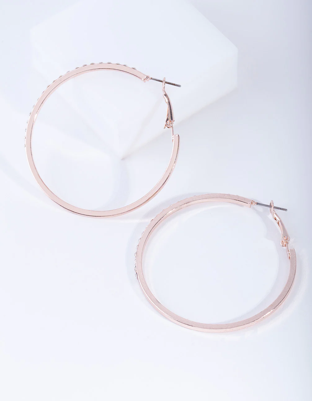 Rose Gold Small Diamond Hoop Earrings - Image 2