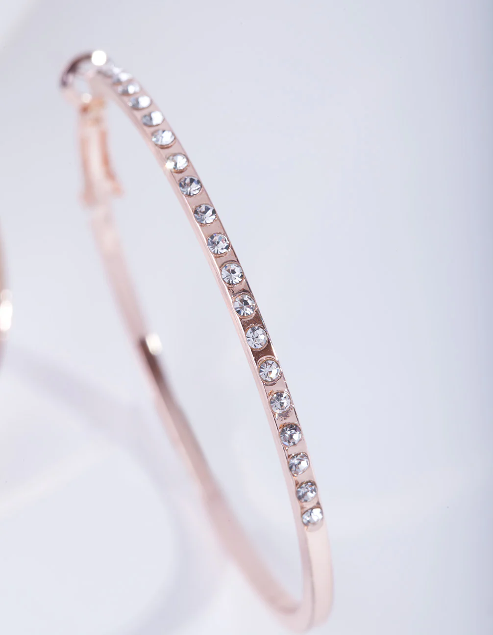 Rose Gold Small Diamond Hoop Earrings - Image 3