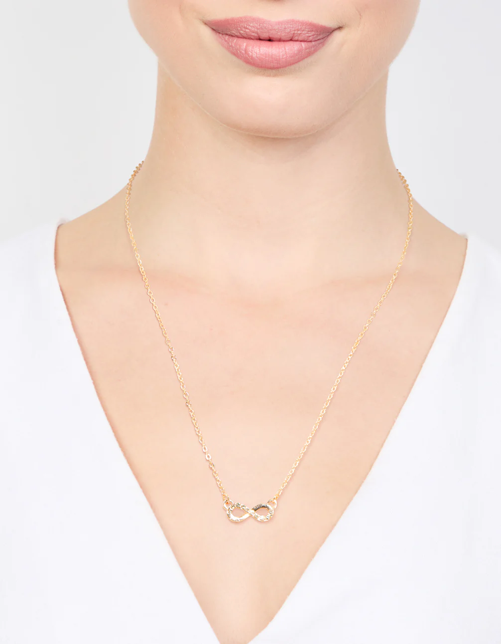 Rose Gold Simple Diamante Infinity Necklace - Image 2