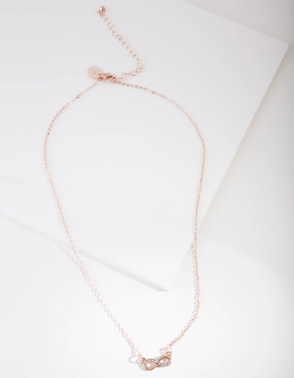 Rose Gold Simple Diamante Infinity Necklace - Image 4