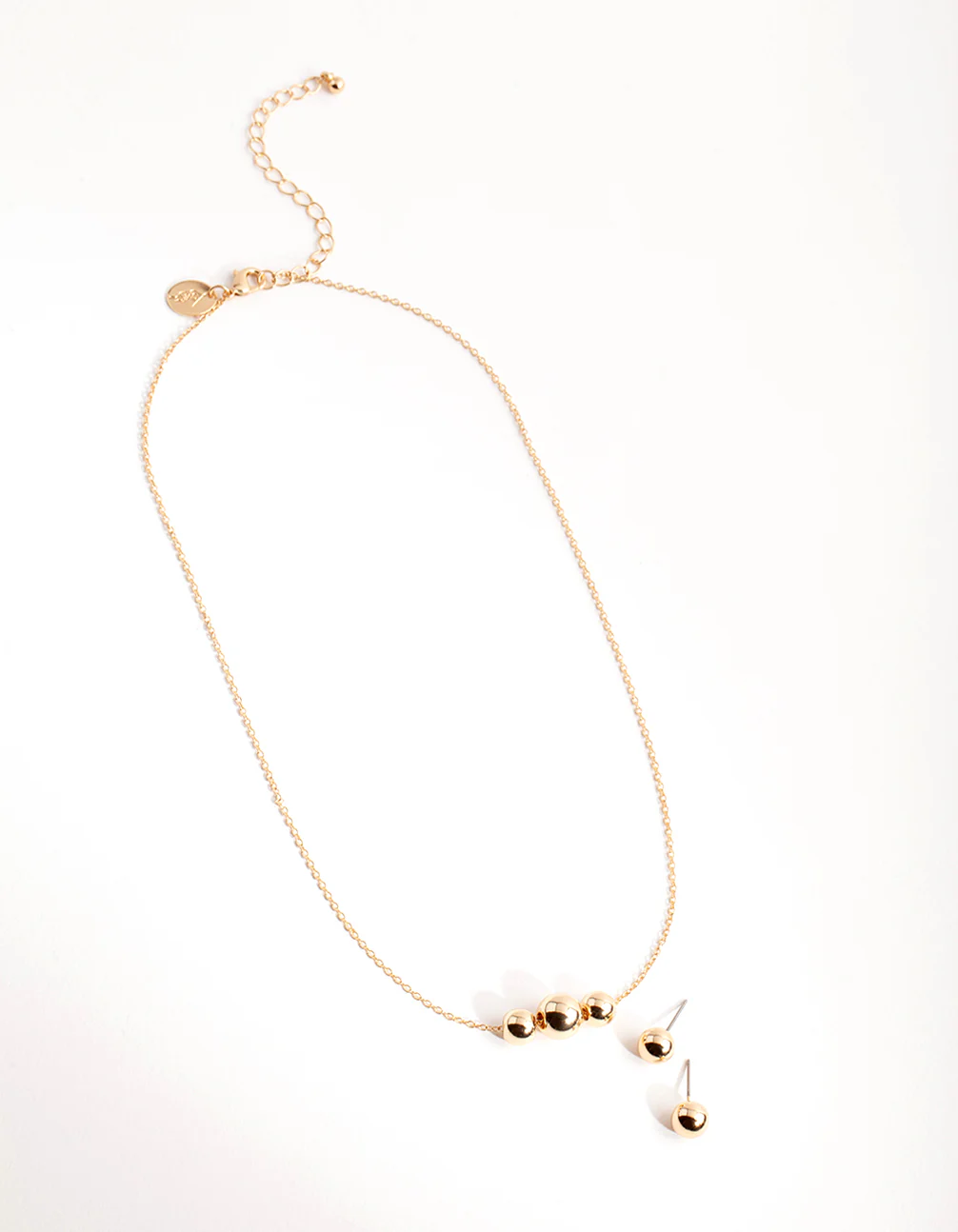 Gold Ball Chain Earring & Necklace Set - Image 2
