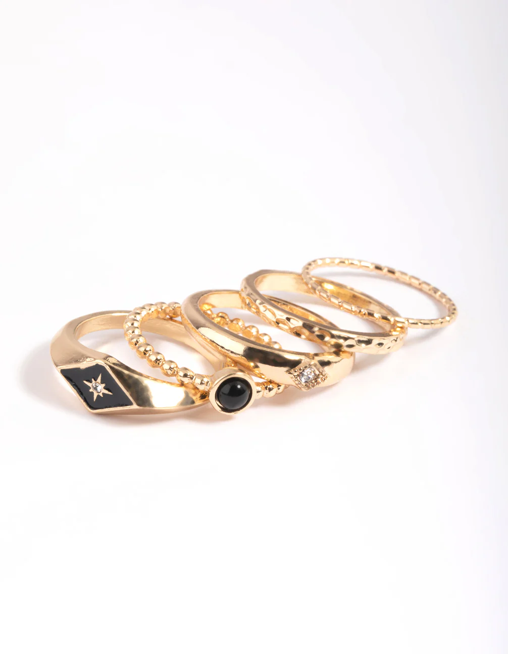 Black Enamel Signet Ring 4 -Pack