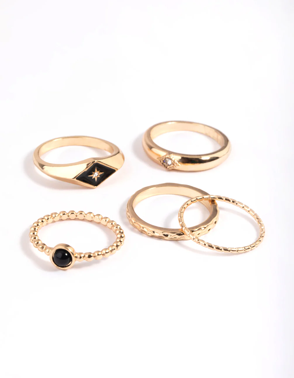 Black Enamel Signet Ring 4 -Pack - Image 2