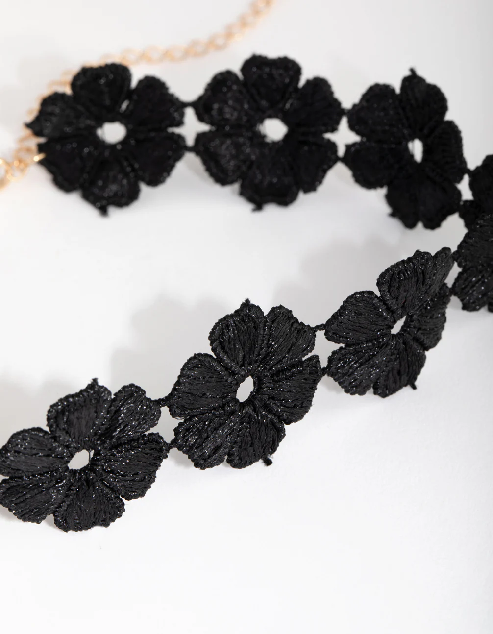 Gold Flower Black Lace Choker - Image 3