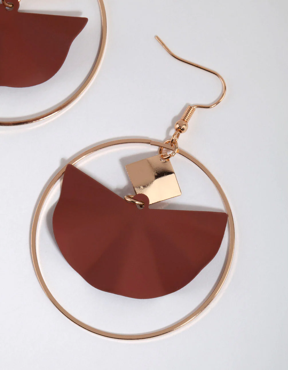 Matte Brown Wave Drop Earrings - Image 2
