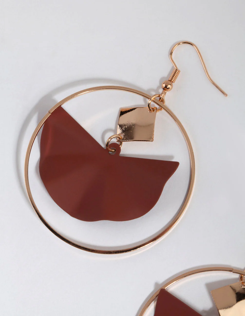 Matte Brown Wave Drop Earrings - Image 3