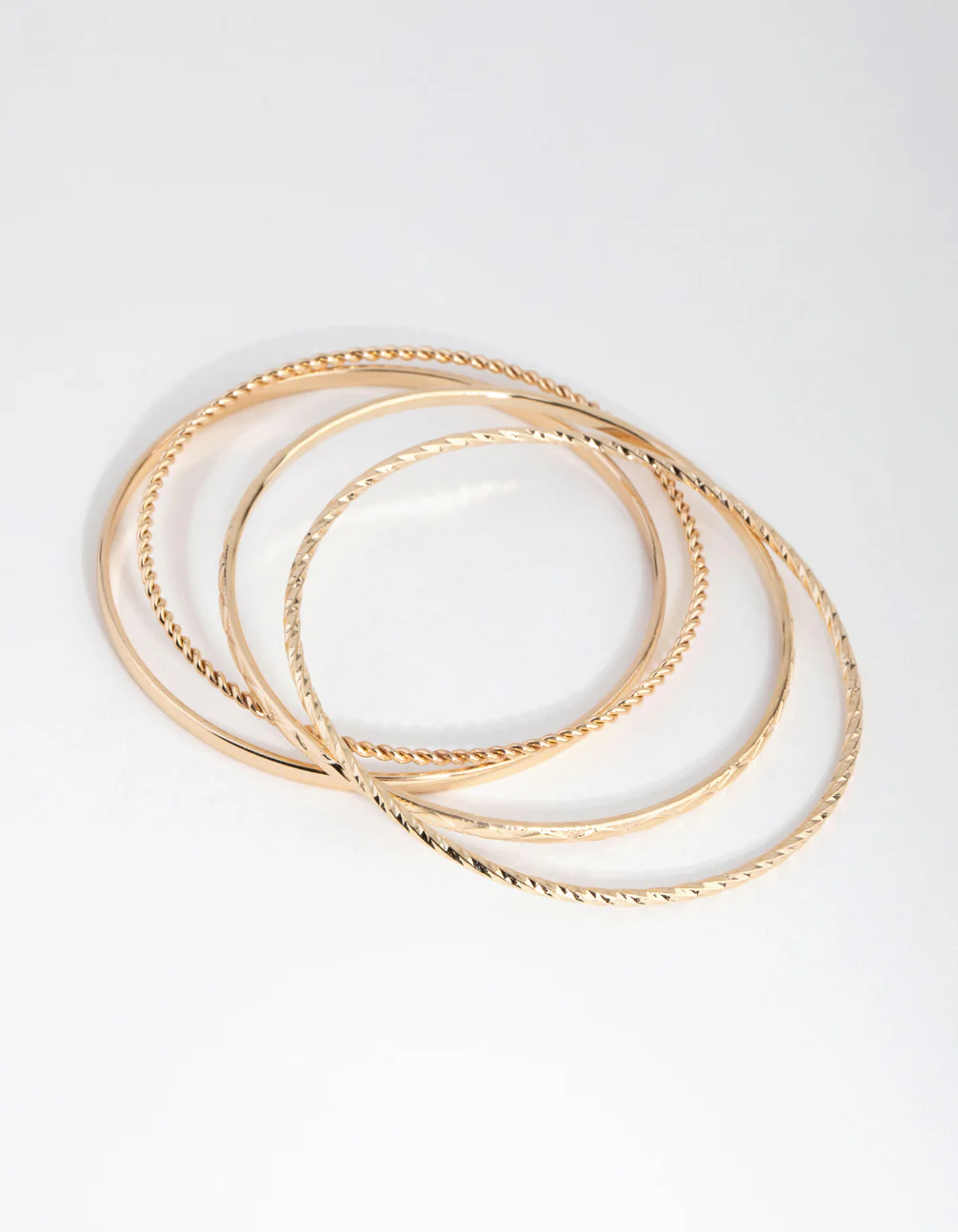 Gold Mix Texture 4-Pack Bangle Bracelets - Image 2