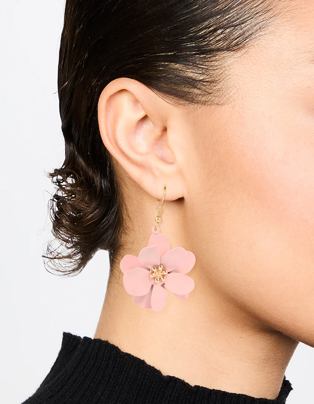 Gold Blush Petal Drop Earrings - Image 2